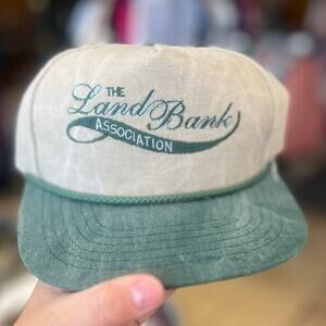 Vintage Land Bank Amarillo green rim trucker style rope hat MADE IN USA